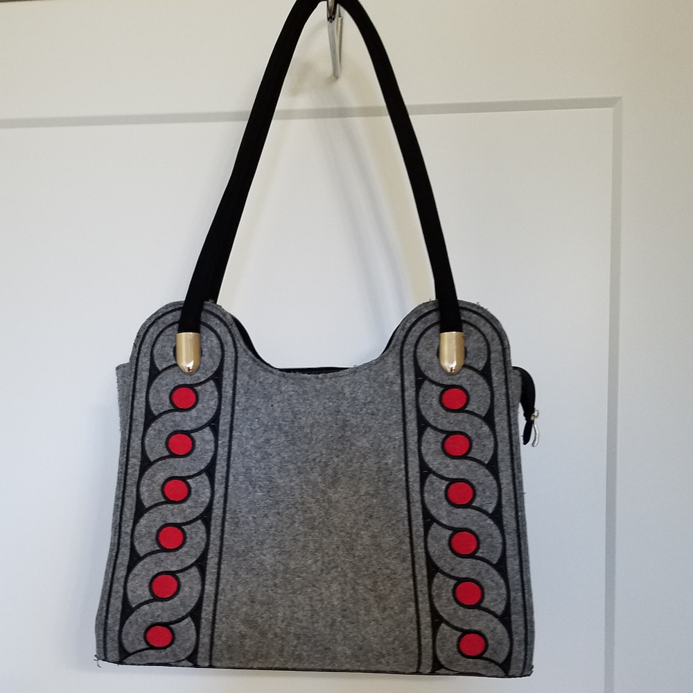 Felted Bag, purse, gray, black